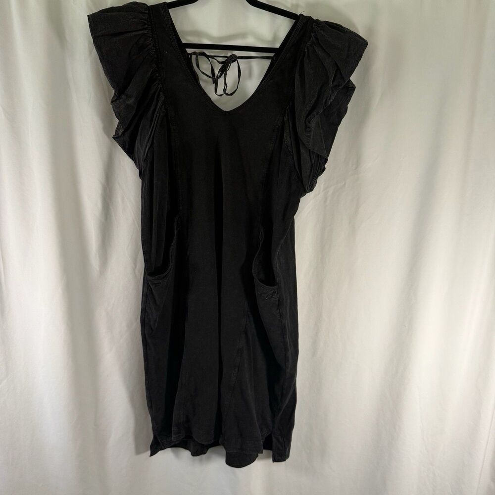 Daily Practice Anthropologie Dress Women's Large Dark Grey Knee Length Vneck